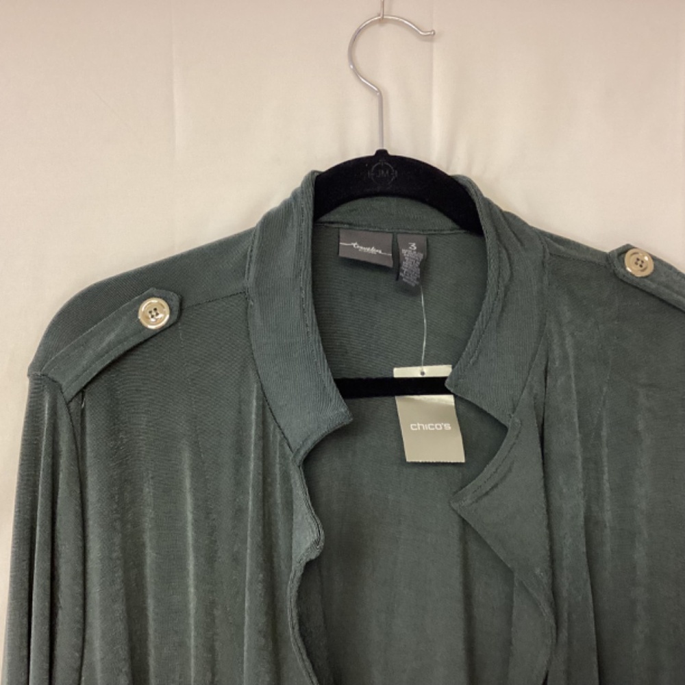 Relaxed Open-Front Green Drawstring Jacket - image 3